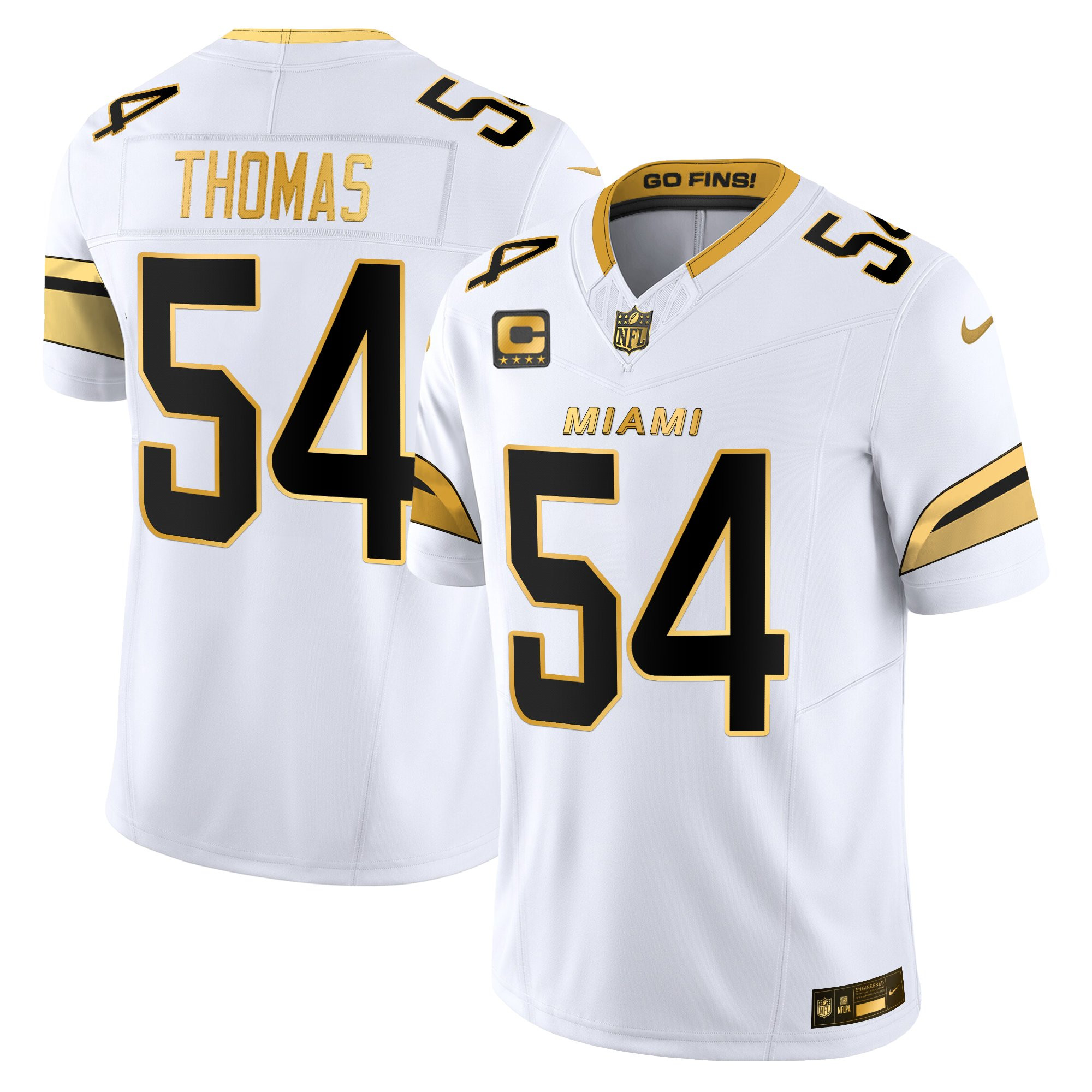 Zach Thomas Men's Miami Dolphins 2025 Rivalries Gold Vapor Limited White Gold Jersey - All Stitched