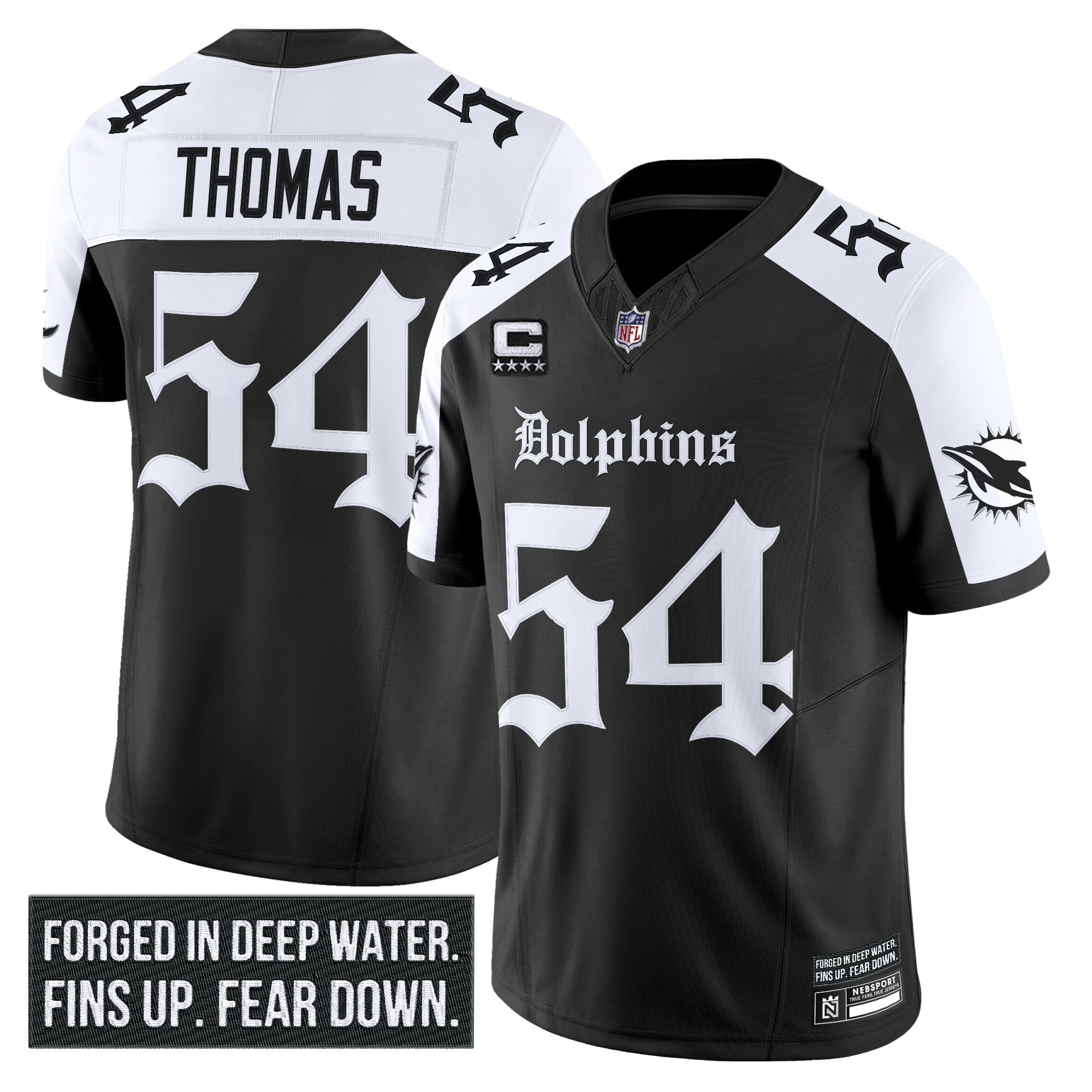 Zach Thomas Men's Miami Dolphins Gothic Deep Water Edition Vapor Limited Alternate Jersey - All Stitched