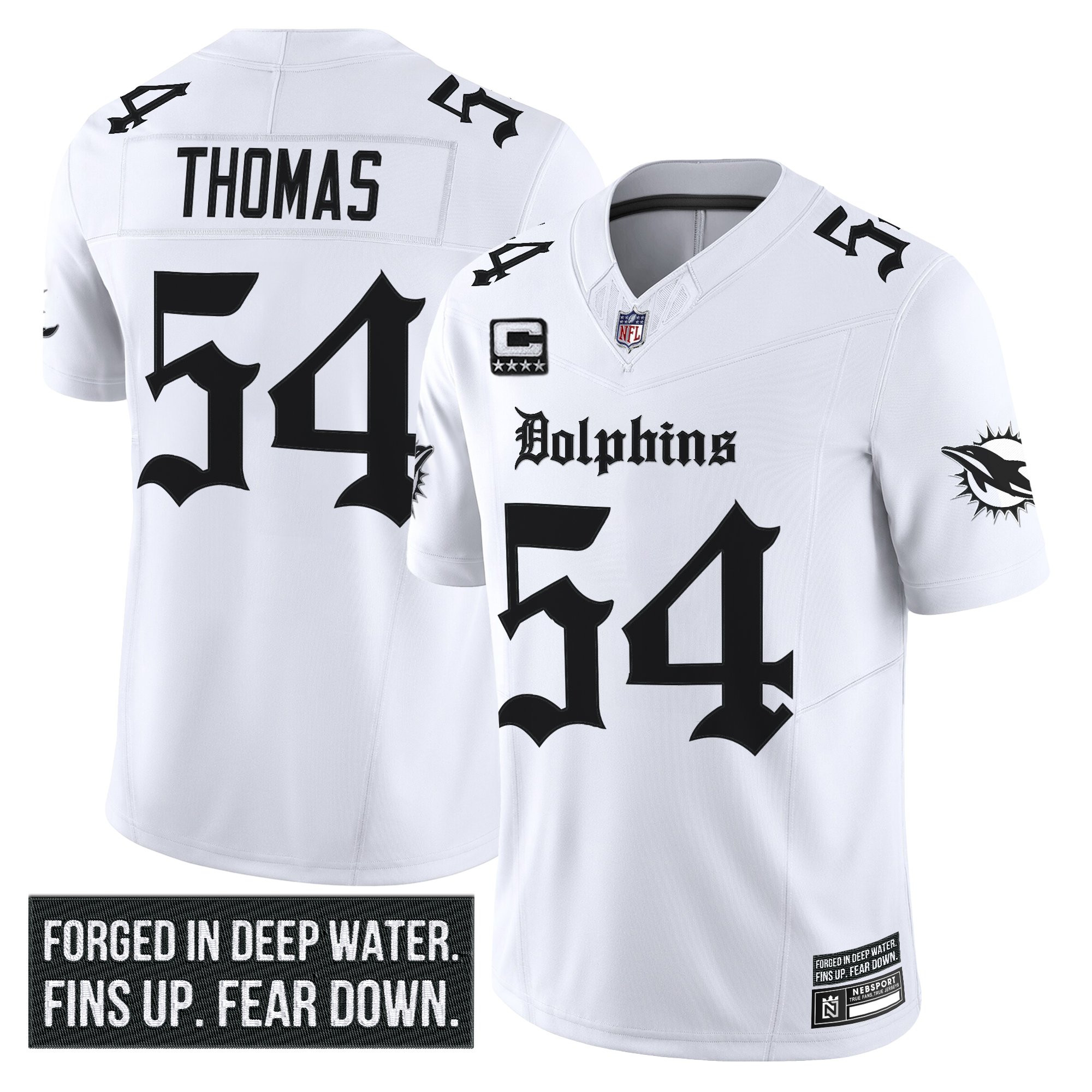 Zach Thomas Men's Miami Dolphins Gothic Deep Water Edition Vapor Limited White Jersey - All Stitched
