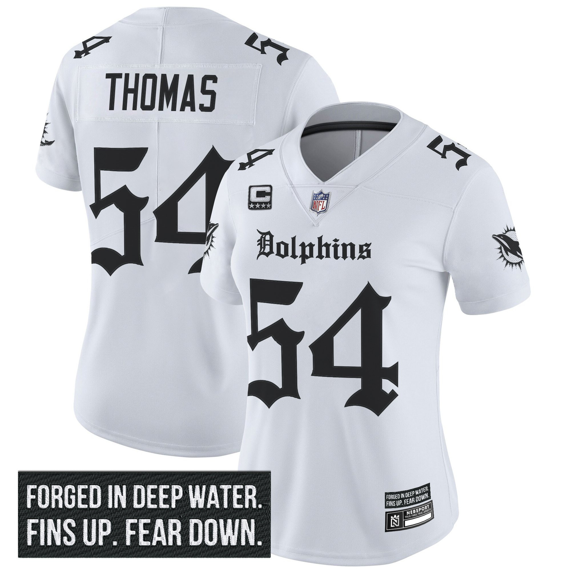 Zach Thomas Women's Miami Dolphins Gothic Deep Water Edition Vapor Limited White Jersey - All Stitched