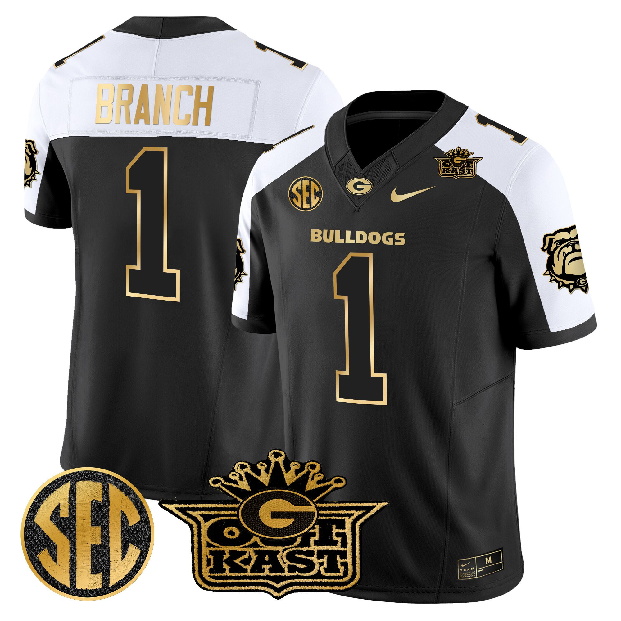 Zachariah Branch Men's Outkast x Georgia Bulldogs Gold Vapor Limited Black Alternate Jersey - All stitched