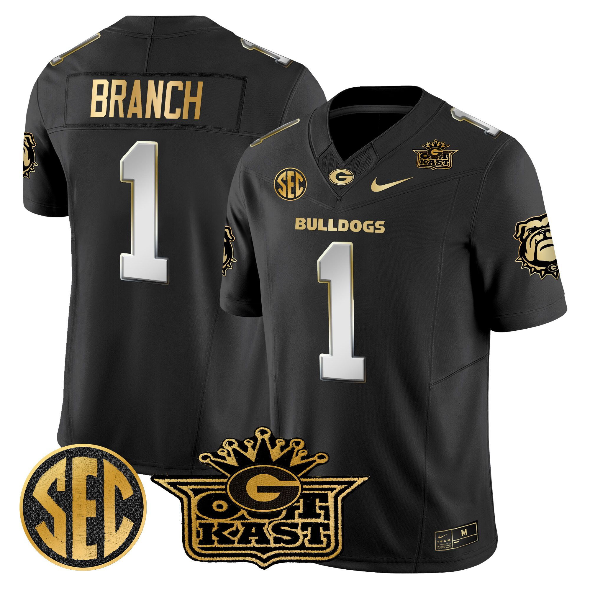 Zachariah Branch Men's Outkast x Georgia Bulldogs Gold Vapor Limited Black Limited Jersey - All stitched