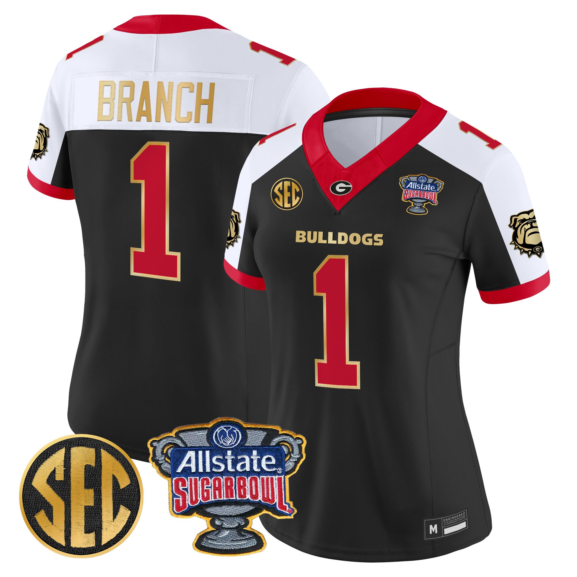 Zachariah Branch Women's Georgia Bulldogs Sugar Bowl Patch Vapor Limited Alternate Jersey - All Stitched