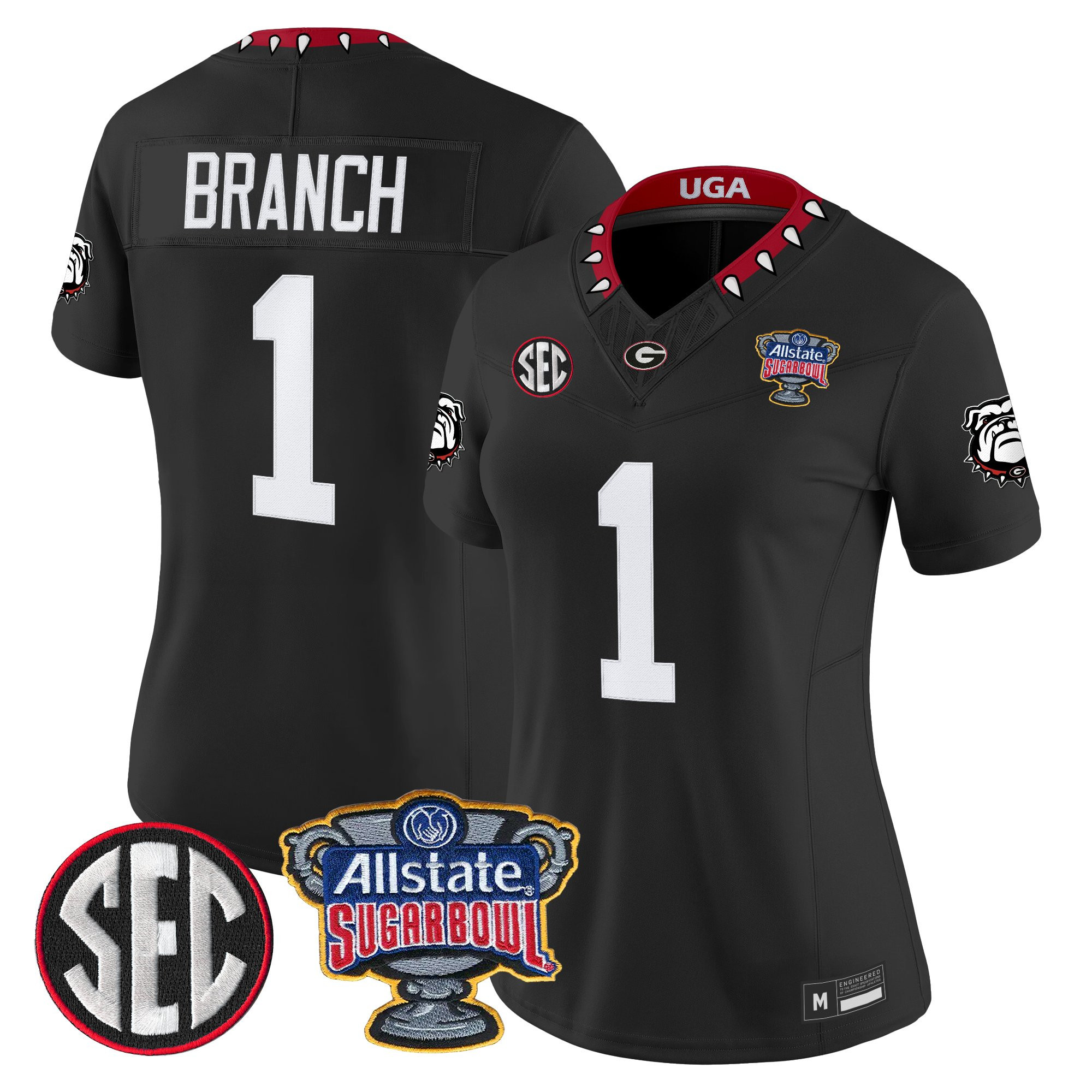 Zachariah Branch Women's Georgia Bulldogs Sugar Bowl Patch Vapor Limited Black Jersey - All Stitched