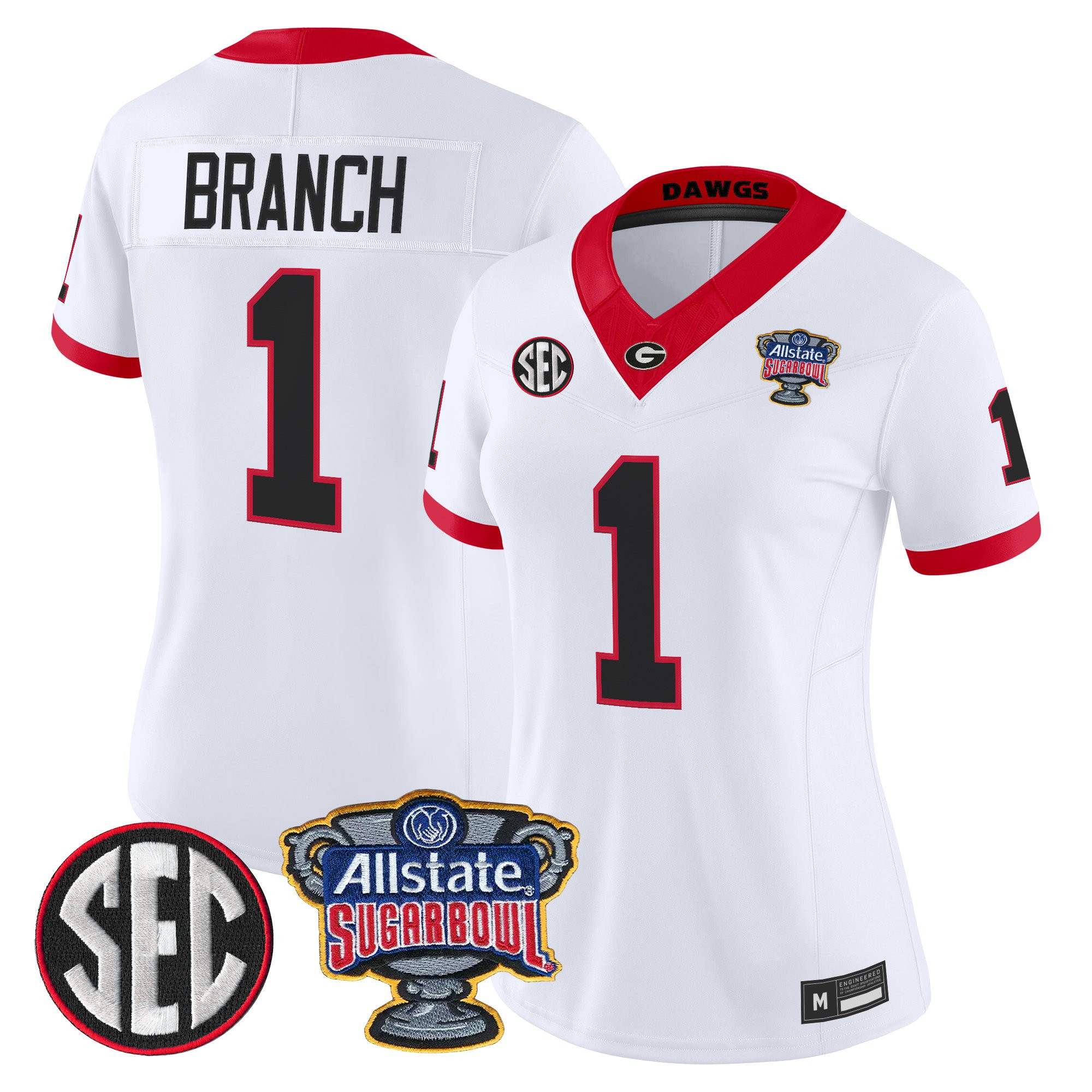 Zachariah Branch Women's Georgia Bulldogs Sugar Bowl Patch Vapor Limited White Jersey - All Stitched