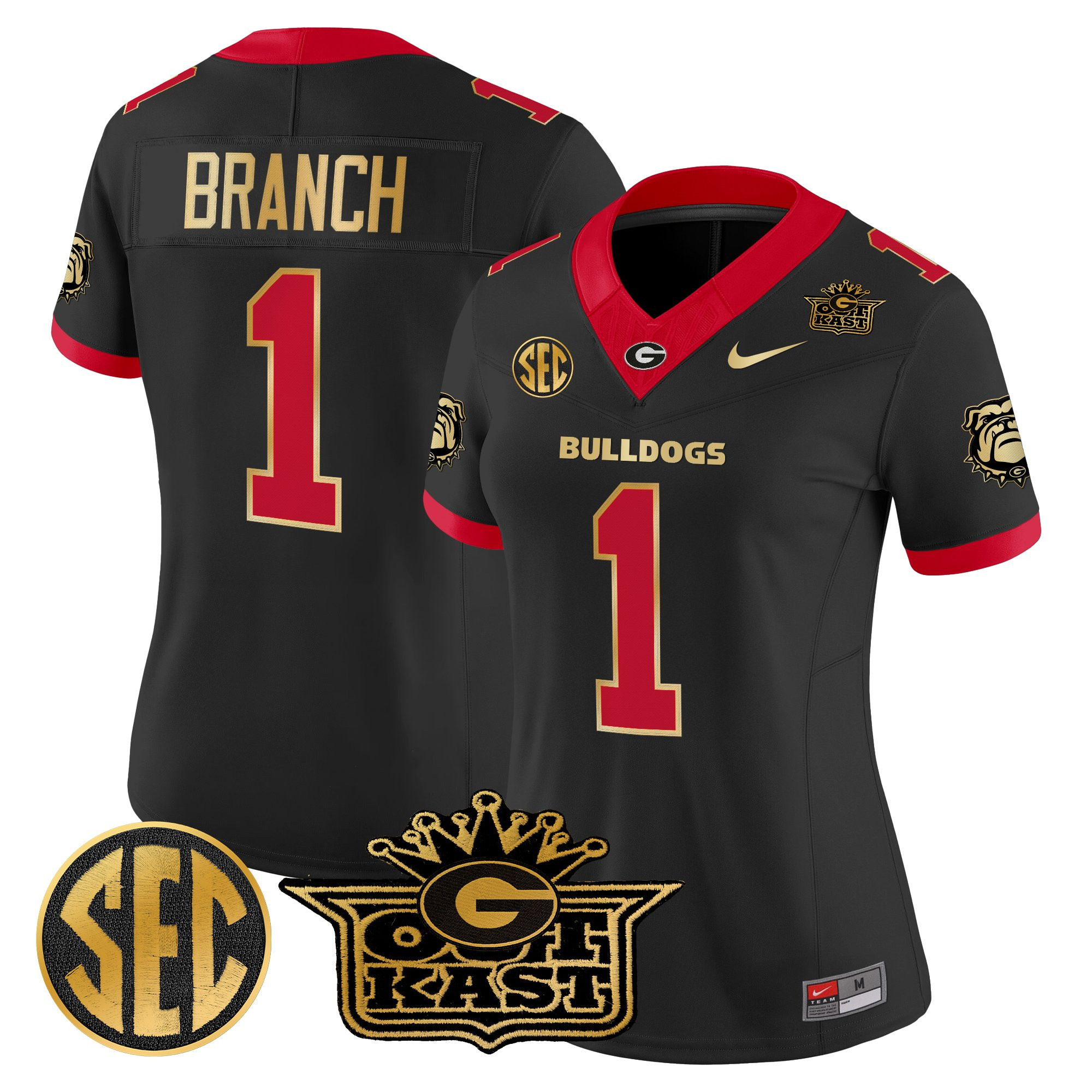 Zachariah Branch Women's Outkast x Georgia Bulldogs Vapor Limited Black Gold Trim Jersey - All stitched