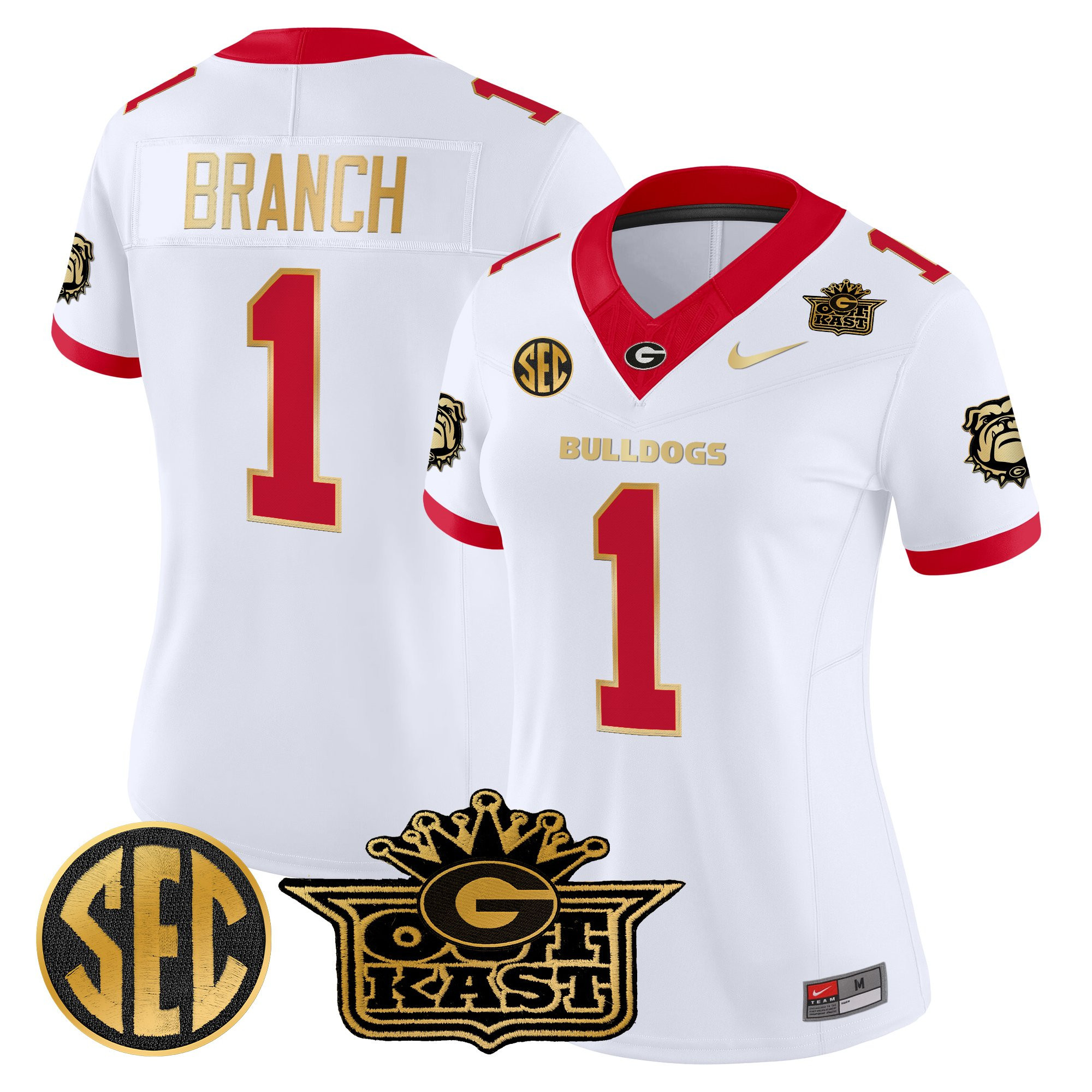 Zachariah Branch Women's Outkast x Georgia Bulldogs Vapor Limited White Gold Trim Jersey - All stitched