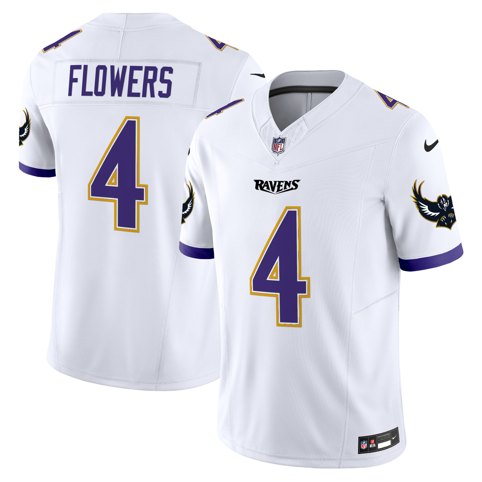 Zay Flowers Men's Baltimore Ravens Special Vapor Limited White Jersey V2 - All Stitched