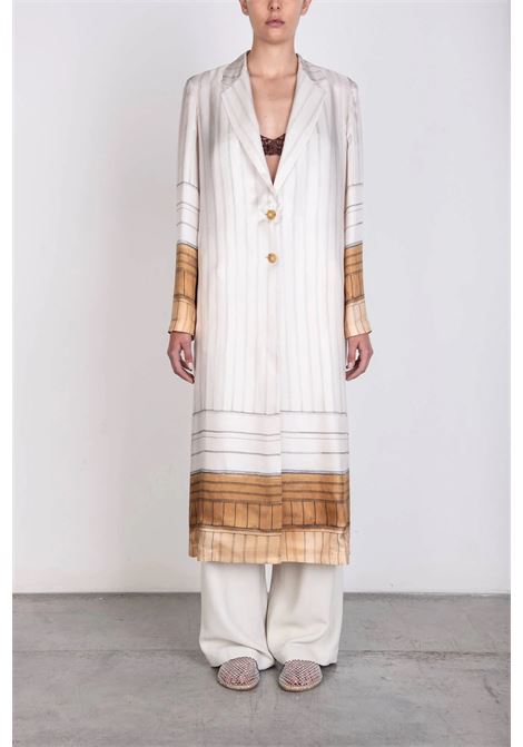 Spolverino lungo in seta Alysi | Cappotto | 116915-P6063GESSO