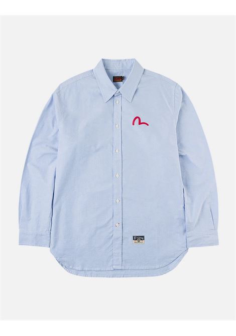 ht ls oxford shirt w black seagull print - no wash - EVISU | Camicia | 2ESHTM5SL1243BLUX