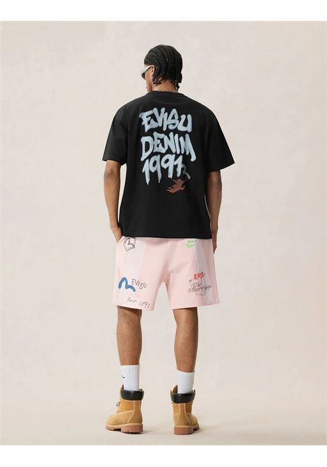 ht angel & graffiti slogan printed ss tee - no wash - EVISU | T-shirt | 2ESHTM6TS1105BLKX