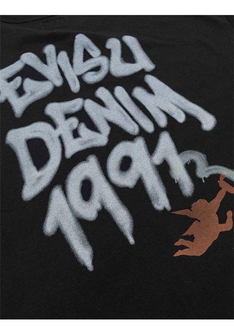 ht angel & graffiti slogan printed ss tee - no wash - EVISU | T-shirt | 2ESHTM6TS1105BLKX