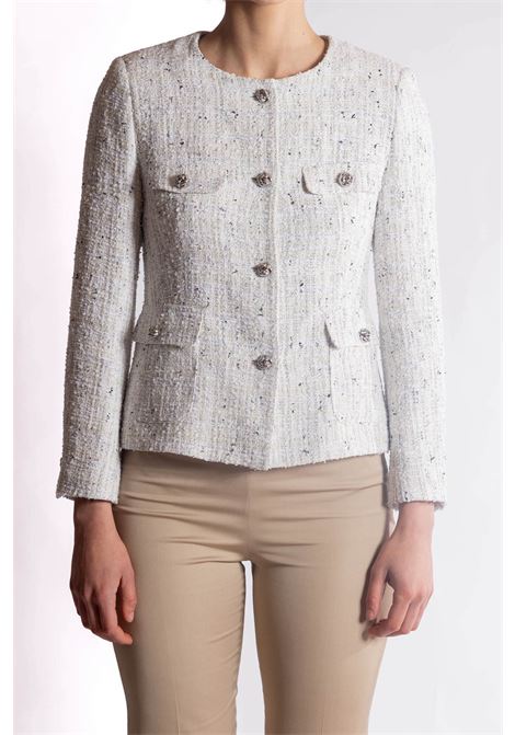 Chanel in bouclégioiello e tasche applicate con patta con bottoni coordinati. Tagliatore | Giacca | JODIE-160074X1192