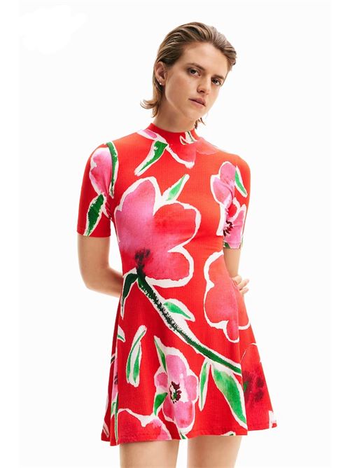 Abito corto pieghe fiori 24SWVK38 DESIGUAL | 24SWVK383000