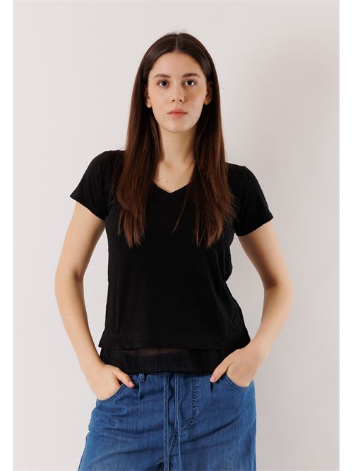 T-shirt morbida con inserto seta D42492 DEHA | D4249210009