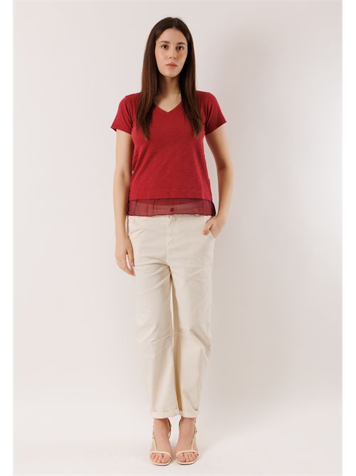 T-shirt morbida con inserto seta D42492 DEHA | D4249257228