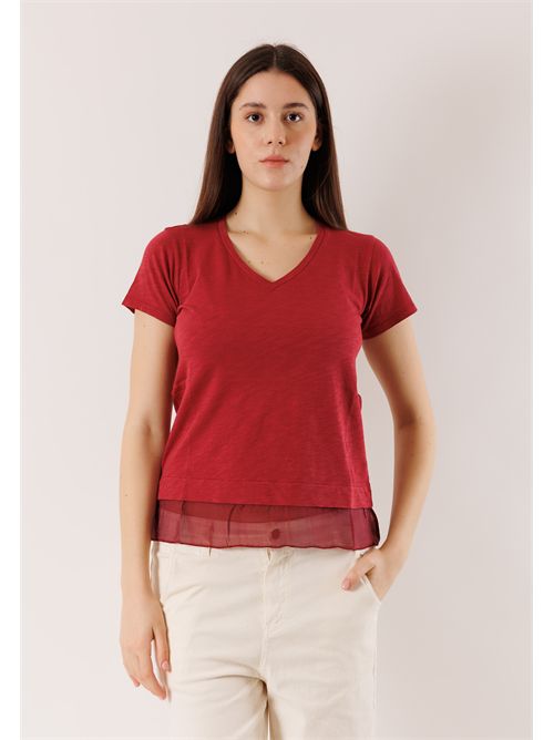 T-shirt morbida con inserto seta D42492 DEHA | D4249257228