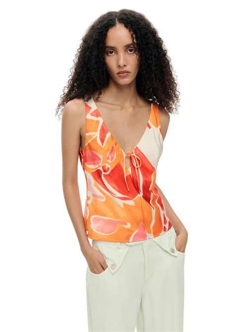 Top with floral print and tie at the neckline 26SWBW14 DESIGUAL | 26SWBW147002