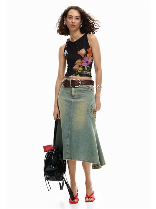 Tank top in tulle fabric with floral pattern 26SWTK14 DESIGUAL | 26SWTK142000