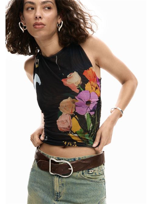 Tank top in tulle fabric with floral pattern 26SWTK14 DESIGUAL | 26SWTK142000