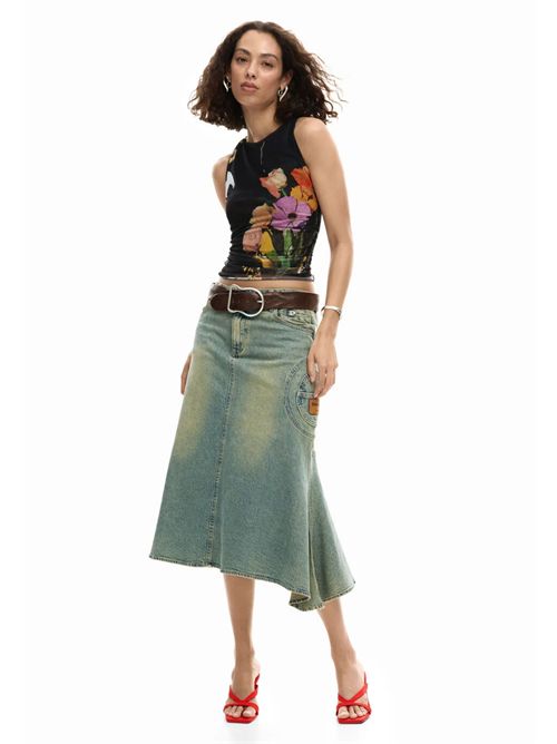 Tank top in tulle fabric with floral pattern 26SWTK14 DESIGUAL | 26SWTK142000