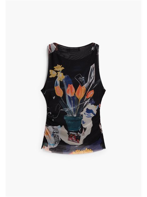 Tank top in tulle fabric with floral pattern 26SWTK14 DESIGUAL | 26SWTK142000