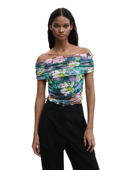 Tank top in tulle fabric with floral print 26SWTK22 DESIGUAL | 26SWTK224031