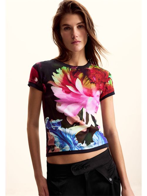 T-shirt con stampa fiori disegnati da Mr. Christian Lacroix 26SWTK49 DESIGUAL | 26SWTK499019