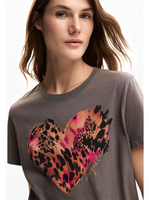 T-shirt con stampa cuore animal print 26SWTK53 DESIGUAL | 26SWTK532001
