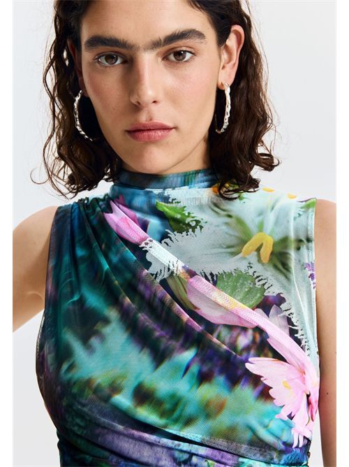 Short dress with waist draping and floral print 26SWVK40 DESIGUAL | 26SWVK404031