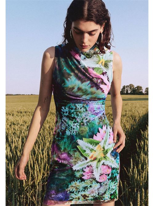 Short dress with waist draping and floral print 26SWVK40 DESIGUAL | 26SWVK404031