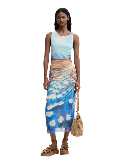 Tulle dress with draping and impressionist print 26SWVK28 DESIGUAL | 26SWVK285045