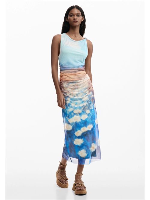 Tulle dress with draping and impressionist print 26SWVK28 DESIGUAL | 26SWVK285045