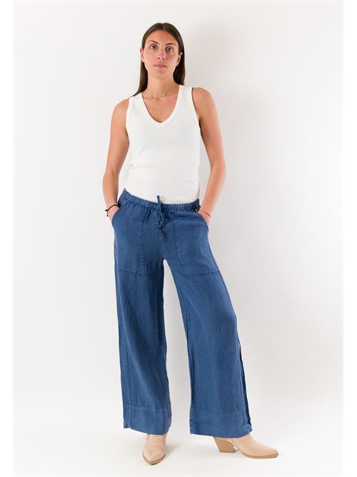 Pantalone in lino con coulisse KWC060530 KEELING | KWC060530INDIGO