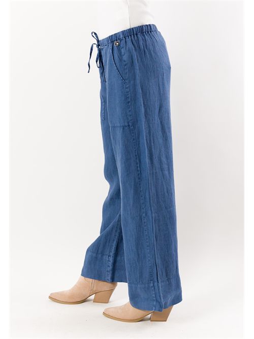 Pantalone in lino con coulisse KWC060530 KEELING | KWC060530INDIGO