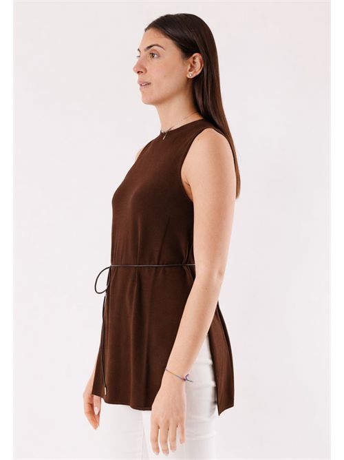 gilet lungo con cinturina 3M1521C KONTATTO | 3M1521CCIOCCOLATO