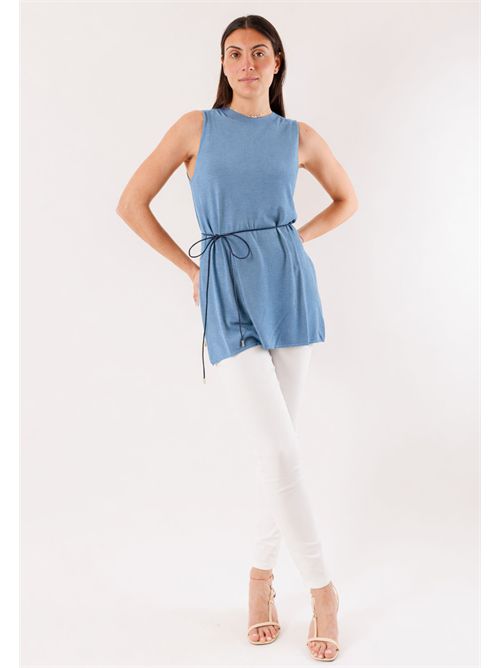 gilet lungo con cinturina 3M1521C KONTATTO | 3M1521CDENIM