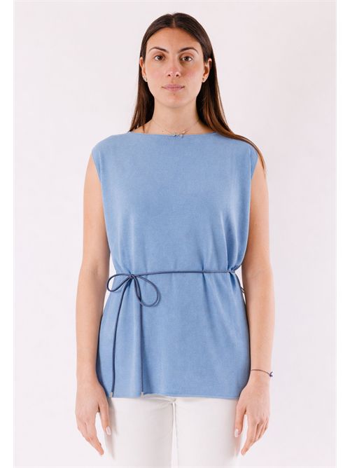 gilet lungo con cinturina 3M1521C KONTATTO | 3M1521CDENIM