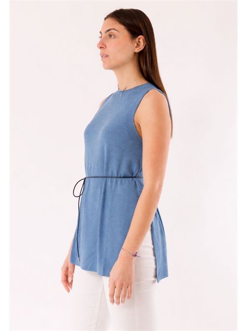 gilet lungo con cinturina 3M1521C KONTATTO | 3M1521CDENIM