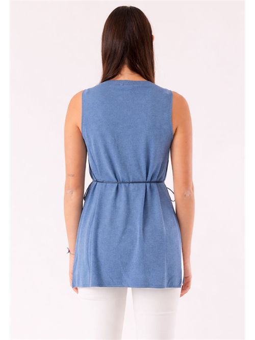 gilet lungo con cinturina 3M1521C KONTATTO | 3M1521CDENIM