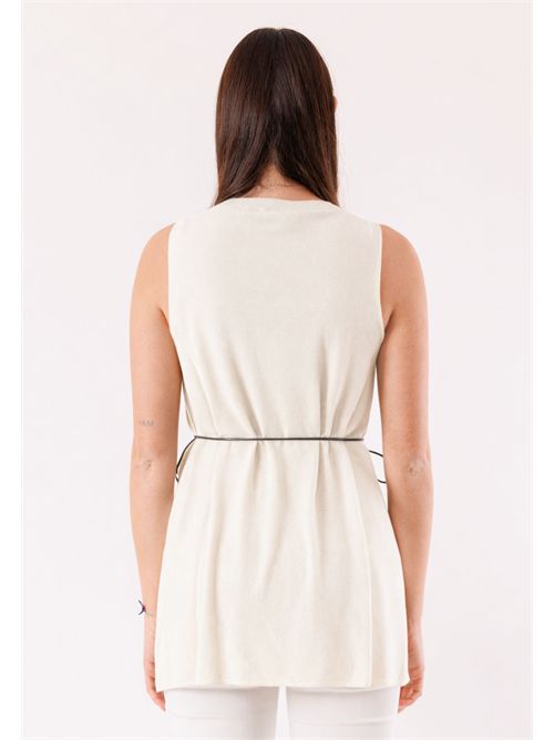 gilet lungo con cinturina 3M1521C KONTATTO | 3M1521CPANNA