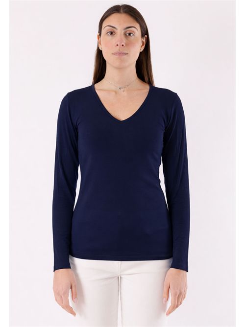 Second-skin V-neck top MR6012C KONTATTO | MR6012CBLU