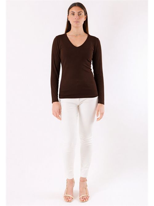 Second-skin V-neck top MR6012C KONTATTO | MR6012CCIOCCOLATO