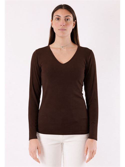 Second-skin V-neck top MR6012C KONTATTO | MR6012CCIOCCOLATO
