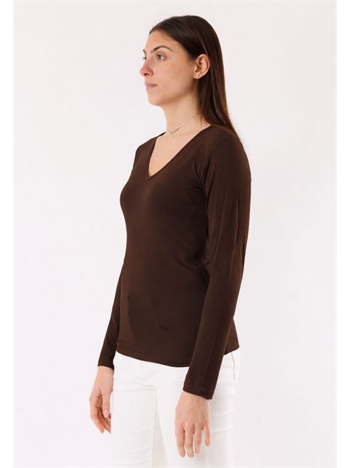 Second-skin V-neck top MR6012C KONTATTO | MR6012CCIOCCOLATO