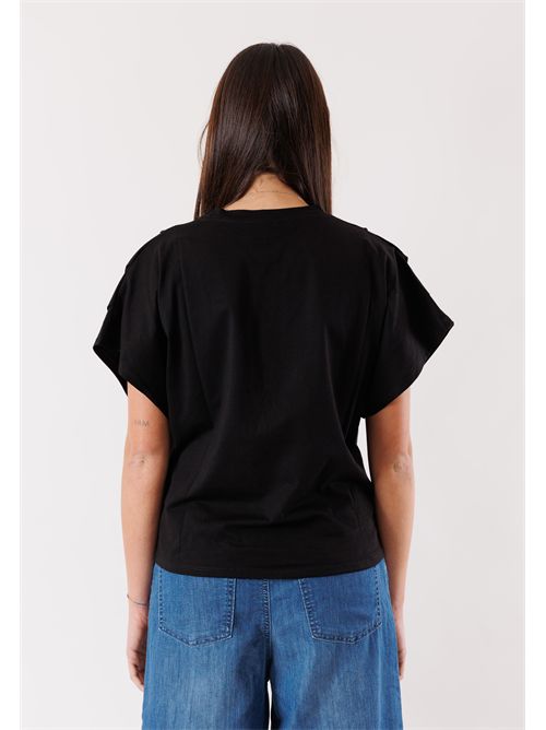 T-shirt maniche pieghe SM212 KONTATTO | SM212CNERO