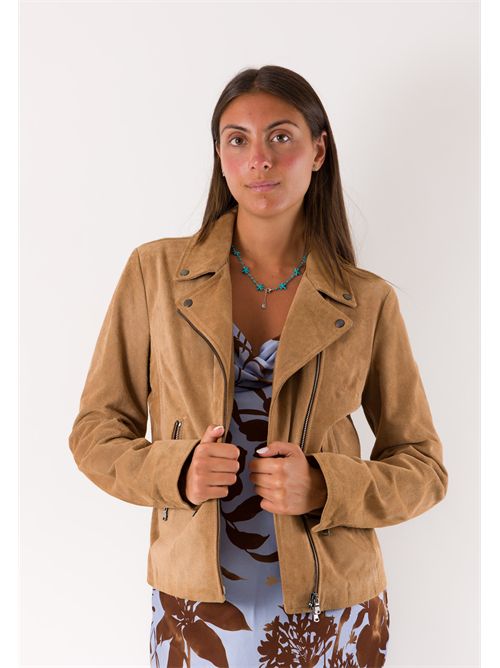 suede jacket in genuine leather GB2326 MESANGE | GB2326CAMMELLO