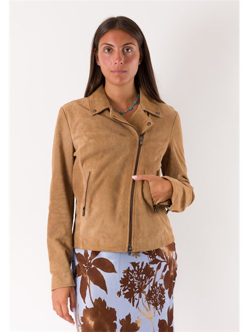 suede jacket in genuine leather GB2326 MESANGE | GB2326CAMMELLO