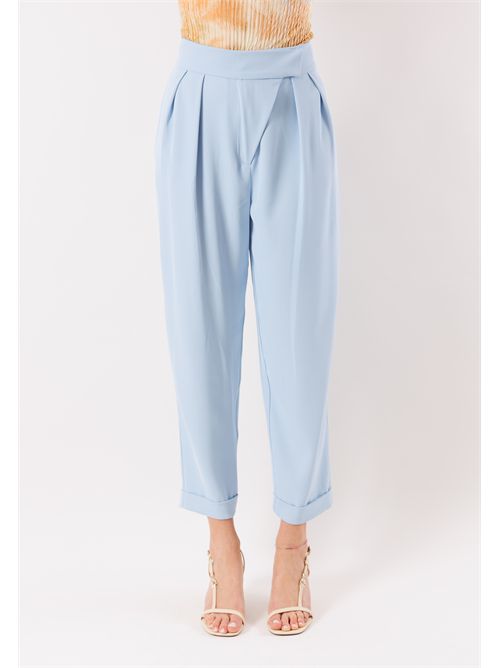 pantalone con pannelli e pieghe frontali PE26009 MESANGE | PE26009CIELO