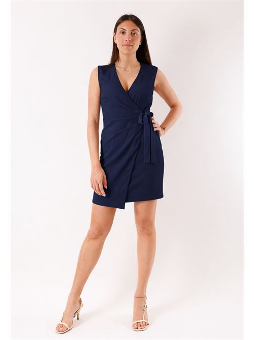 short dress with bow at the waist PE26010 MESANGE | PE26010BLU